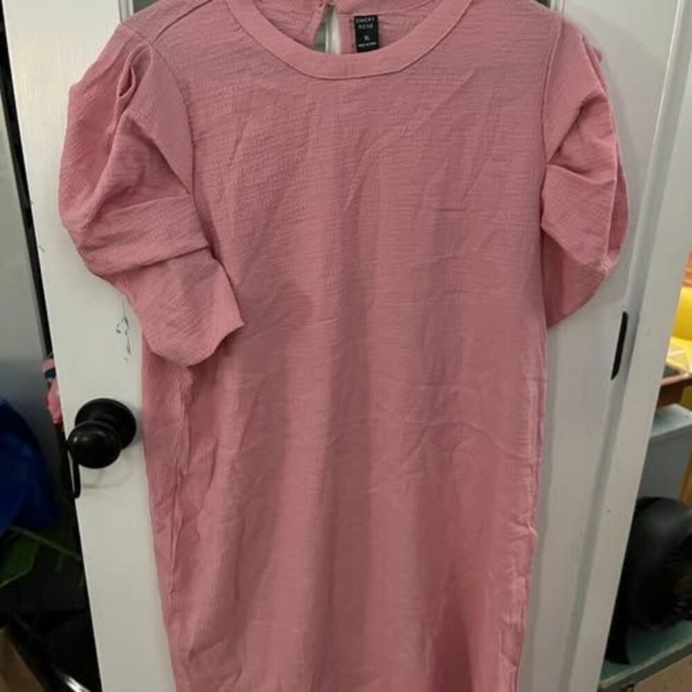 Emery Rose Pink Textured Puff Sleeve Dress Size XL